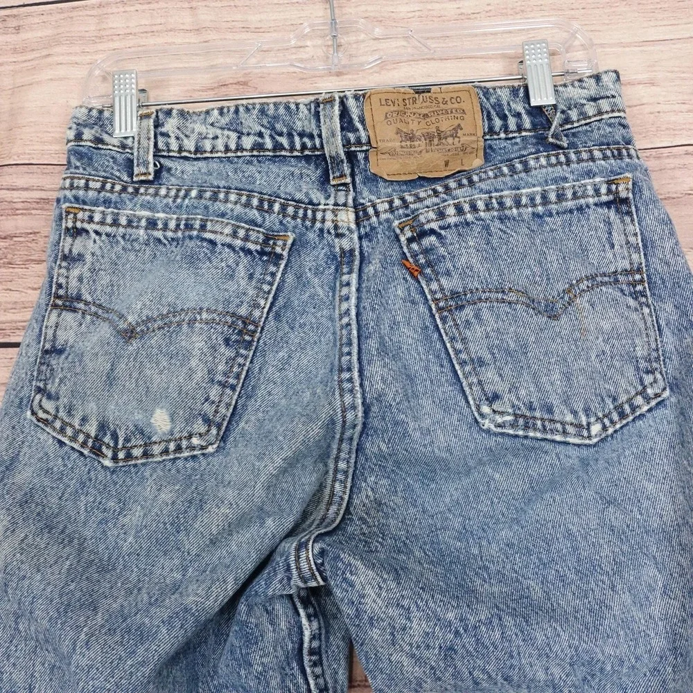 Levi's Orange Tab Shorts Mens 30 Blue Denim Distressed Cutoff USA Vintage